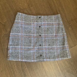 Ivy + Main Plaid Flannel Button Down Skirt